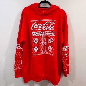 Coca Cola Hoodie Sweatshirt Red White Ugly Christmas Sweater XL Holiday